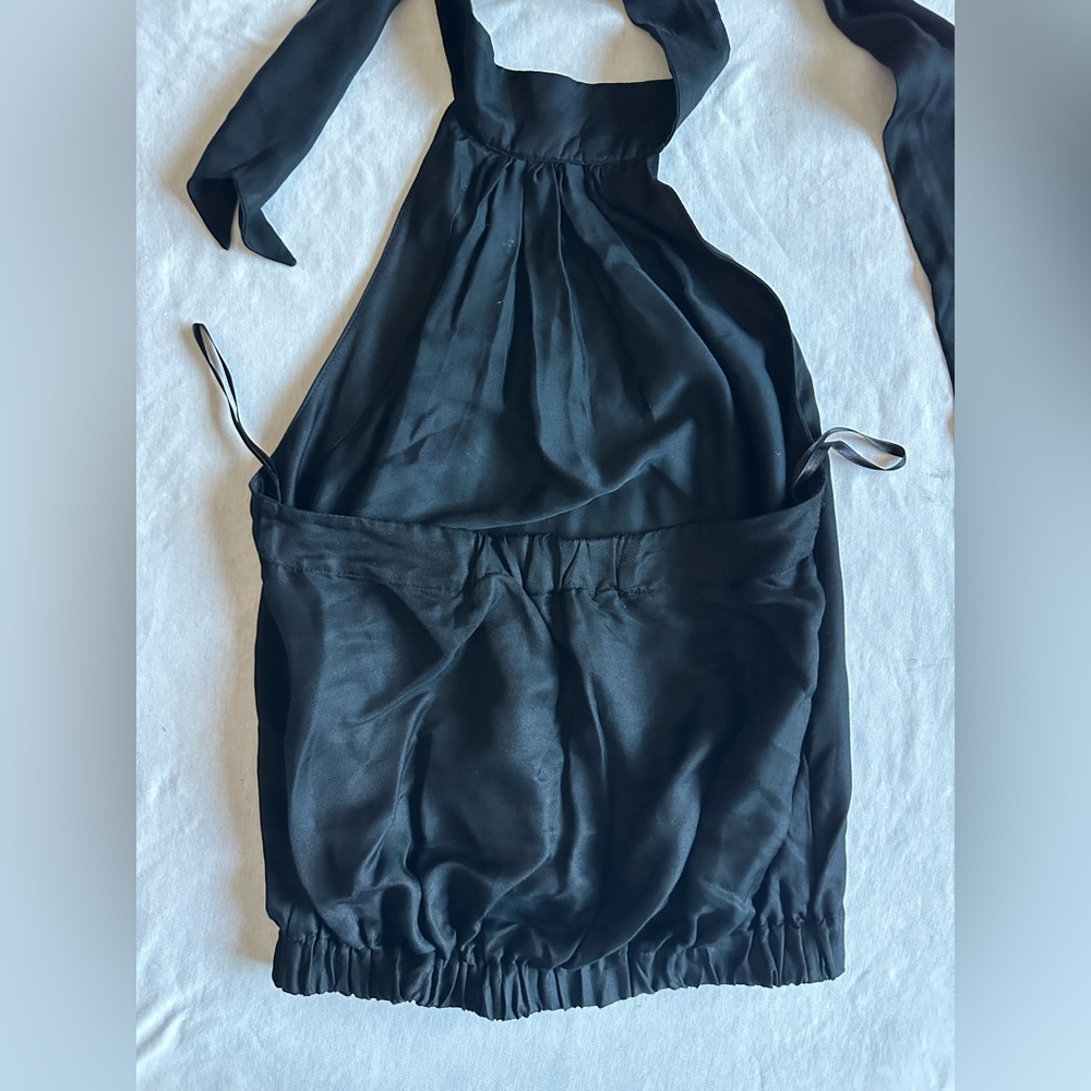 7 For All Mankind Black Silk Tie neck Halter Top xs - Picture 6 of 12